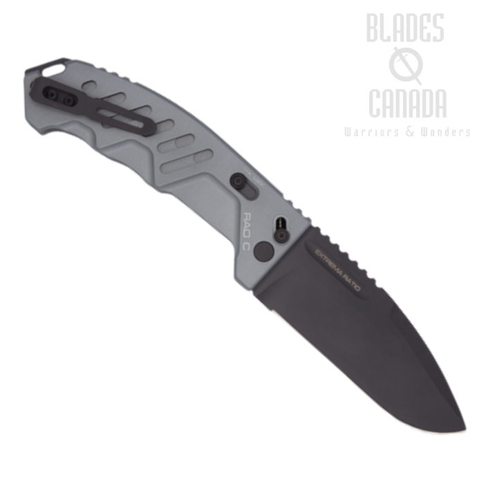 Extrema Ratio RAO C Folding Knife, N690 Black, Aluminum Tactical Grey